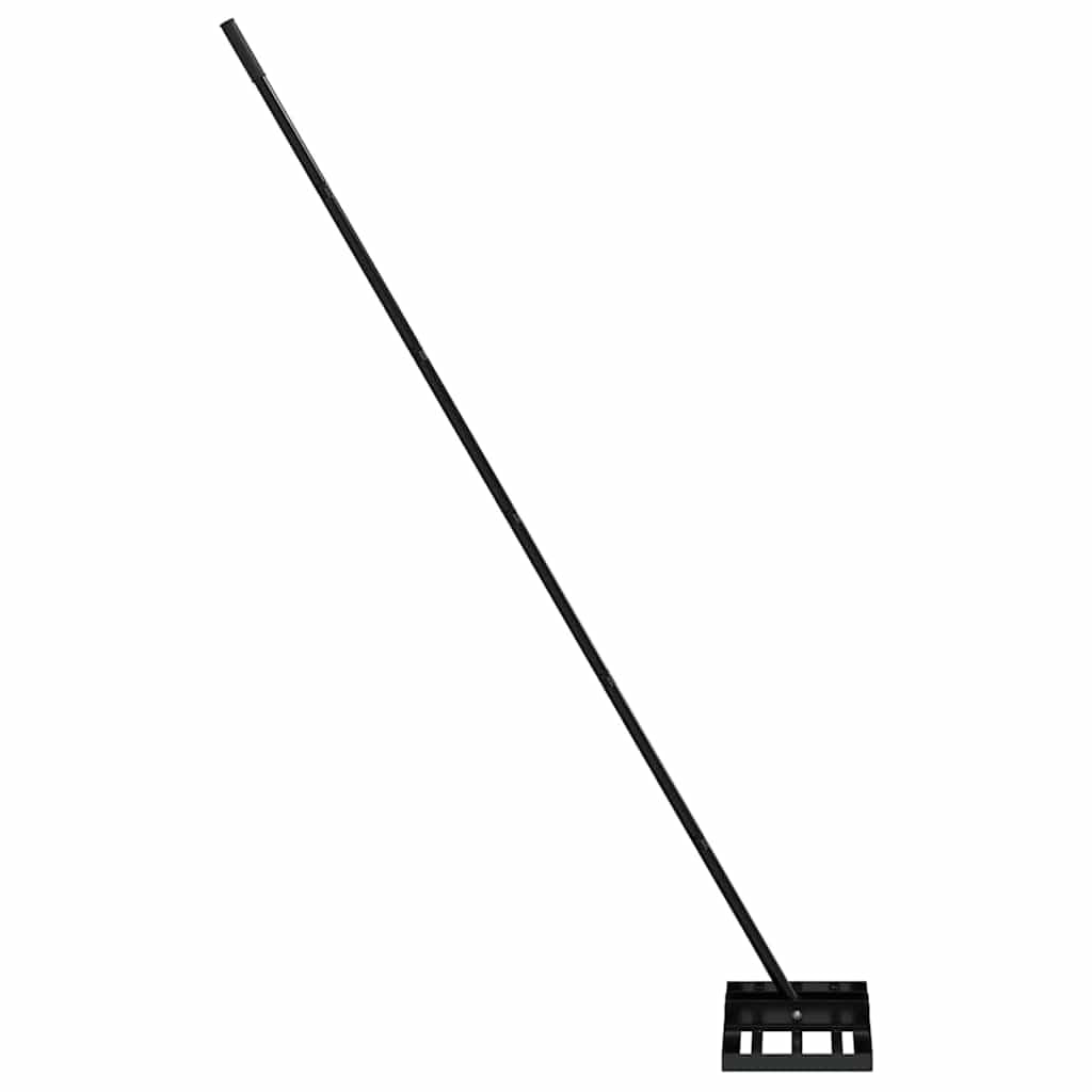 Rastrello di livellamento da giardino in acciaio verniciato a polvere, nero, con testa girevole, lunghezza 200 cm, ergonomico, stabile, per foglie, erbacce, prato e cura del terreno