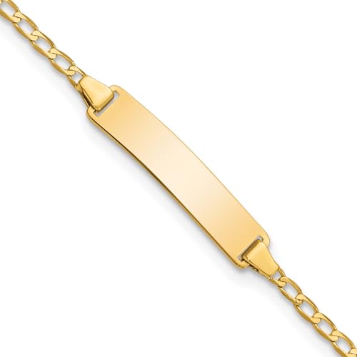 14K Solid Yellow Gold Curb Link Name Bar Identification ID Bracelet