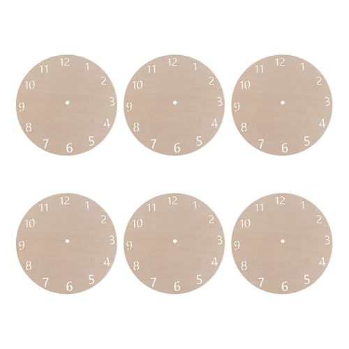 CORHAD 6PCS DIY Blank Wood Wall Clock Dial - Clock Making Kit for Beginners - Artistic Painting Craft Board - Children Bedroom Decor - Round Dial Plate 23cm/9''