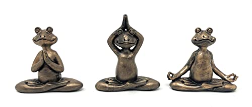 Nature's Mark 3 Mini Yoga Frogs Resin Statue Figurine Home Decorative Accent Décor #TOP23