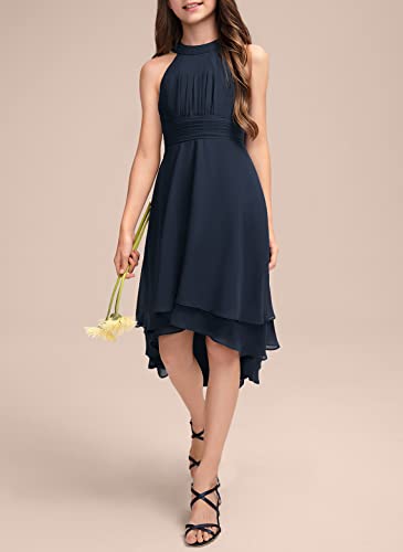 Galawaqe Chiffon Flowy Dresses Flower Girls Asymmetrical With Ruffles Sleveless Swing Party Gowns A-Line Dress #TOP2