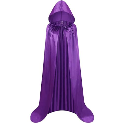 Cape à Capuche FUIPVGI, Déguisement Sorcière et Vampire Adulte Unisexe pour Halloween et Cosplay (Violet, 59)