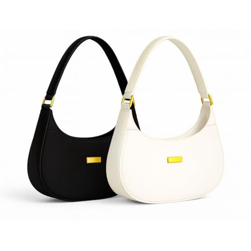 Kit 2 Bolsas Femininas Meia Lua Versátil Moderna (Preta e Branca)