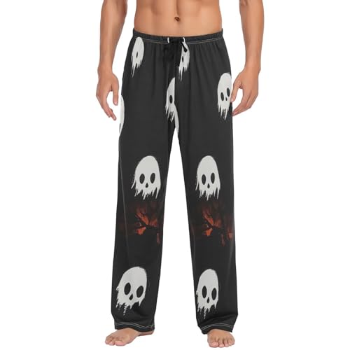 Men's Pajama Pants Spooky Ghosts Halloween Sleep Pajama Lounge Pant with Pockets, Elastic Waistband