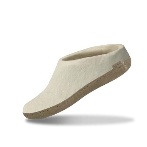 Image of Glerups 100% quality wool mix Slipper with leather sole - Unisex Slip-on