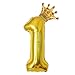 40Inch Gold Number 1 Crown Balloons Set, 1st Birthday Balloons for Kids, Wedding Anniversar Celebration Decoration Balloons. (1)