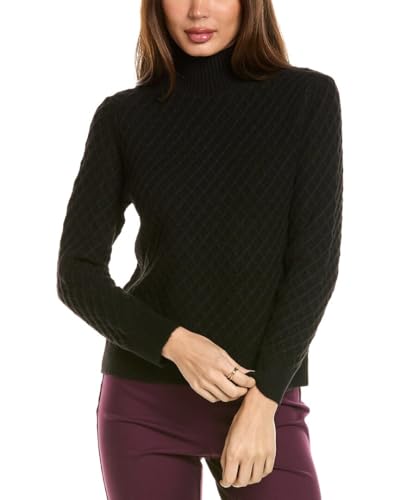 Anne Klein Women's Diamond Stitch Sweater W Mock Neck
