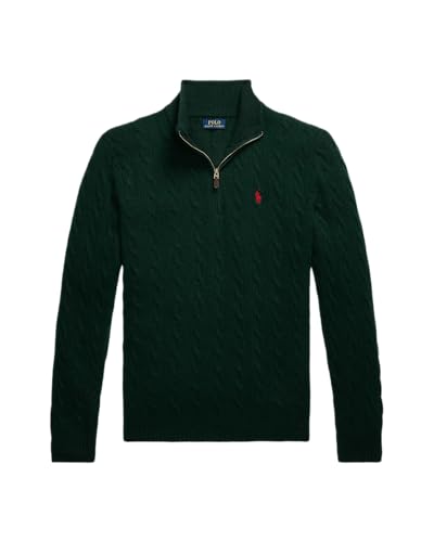 POLO RALPH LAUREN Men's Quarter-Zip Wool Blend Sweater (US, Alpha, XX-Large, Regular, Regular, College Green)