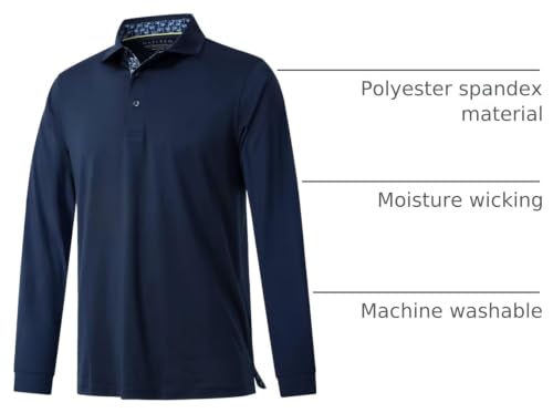 Image of Mens Polo Shirts Short and Long Sleeve Casual Solid Stylish Dry Fit Performance Designed Collared Golf Polo Shirts for Men