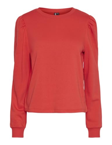PIECES Sudadera para Mujer Pcchilli LS Puff Noos CP BC, Rojo Amapola, S