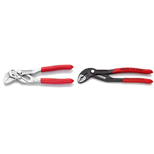 Knipex Mini Pliers Wrench Pliers and a Wrench in a Single Tool Chrome-Plated & Cobra® High-Tech Water Pump Pliers Grey atramentized