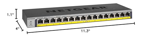 NETGEAR 16-Port Gigabit Ethernet Unmanaged PoE Switch (GS116PP) - with 16 x PoE+ @ 183W, Desktop, Wall Mount or Rackmount, and Limited Lifetime Protection - Thumbnail 4