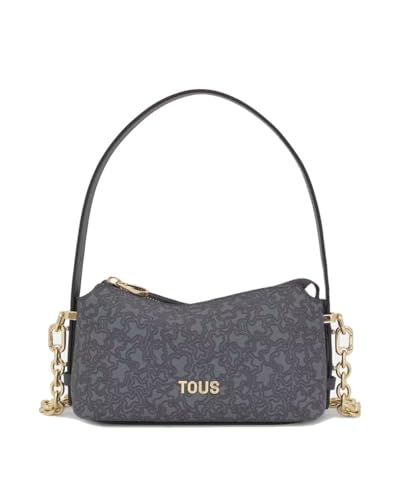 TOUS Bolso de Hombro con Cadena, Diseño Kaos en Gris, Detalles Dorados