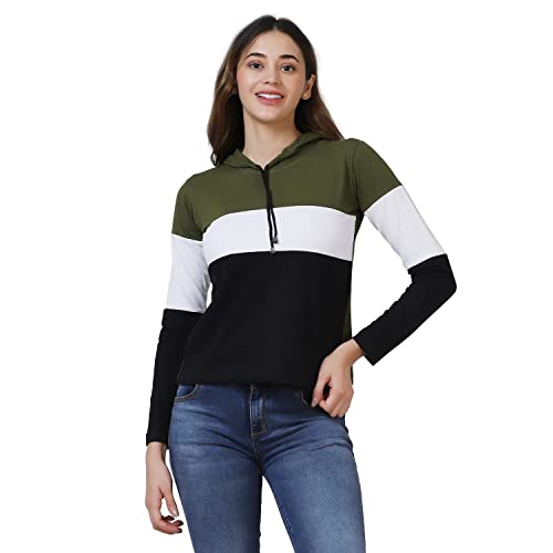 Image of Yes'No Women's Full Sleeve Cotton Hooded T-Shirt