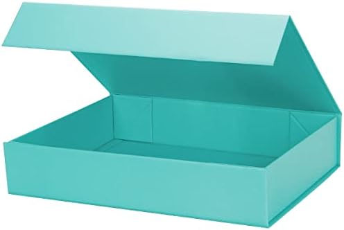Gift Box with Lids, 11.5 x 8.5 x 2.3 In Magnetic Closure Collapsible Gift Boxes for wraps gifts of T-Shirts, Gloves, Scarves, Candy, Baby Clothes, Jewelry, Books, Comes with a Ribbon (Heavenly Blue)