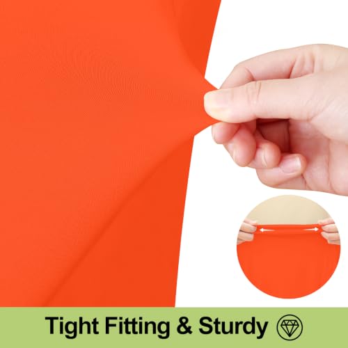 Image of Smiry Spandex Elastic Fitted Table Cloth Skirt for 6FT Rectangle Table | Stretch Washable Table Cloth, Banquet Table Cover for Wedding, Party, Indoor & Trade Shows, (Orange, 72Lx30Wx30H)