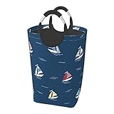 ZUNPNG Großer Wäschekorb, nautisches Ozean, Meeressegel, Boot-Muster, zusammenklappbar, Aufbewahrungs-Organizer, schmutzige Kleidung, Tasche für Zuhause, College, Badezimmer