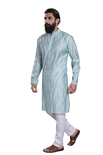 Image of DIVISIVE Men's Embroidered Cotton Silk Blend Only Slim Fit Kurta