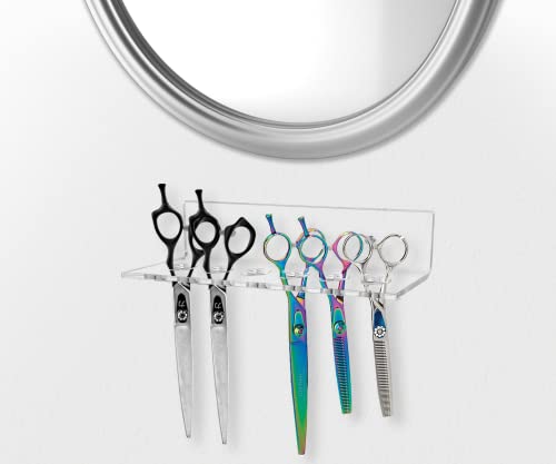 Hanging Acrylic Scissor Organizer Clear Acrylic 7.75 Inch Wide Wall Mount Multi Slot Rack with Hardware Shear Display One Piece for Professional Stylists Barbers and Dog Groomers by Marketing Holders - Thumbnail 2
