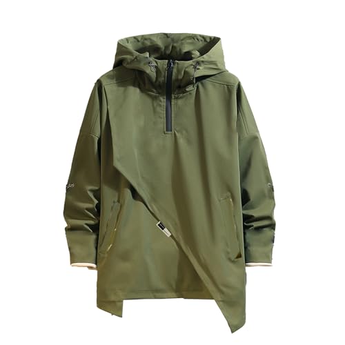 GURUNVANI Men’s Hooded Windbreaker Jacket Zip Up Patchwork Hoodie Anorak