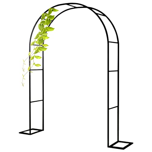 Arco de rosas de metal, enrejado de jardín para plantas trepadoras, cenador de entrada, arco de soporte, ancho ajustable de 120 a 350 cm, elegante acabado negro, ideal para decoración de jardín