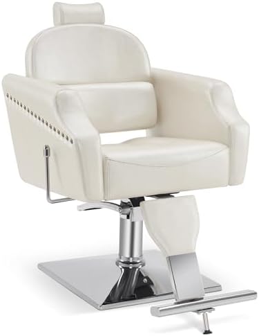 BarberPub Classic Reclining Barber Chair, Salon Equipment 3125(Champagne)