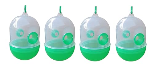 Naturii Trappola Vespe e Calabroni Riutilizzabile – Set da 4 Pezzi Ø8x12 cm con Istruzioni e Ricette per Esca – Sicura per Api, per Esterni e Giardini
