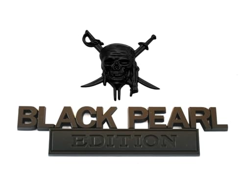 Image of Pirate Plus Black Pearl Edition Trunk Side Rear Front Hood Door Emblem Decal 3D Letter Badge Sticker (Matte Black)