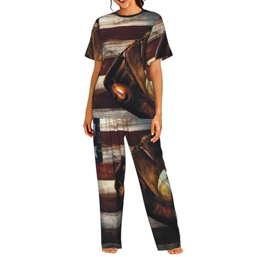 Pyjama manches courtes femme ensemble de détente imprimé USA