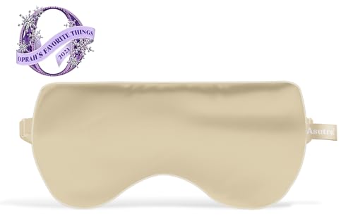 ASUTRA Conjunto de almofada para olhos de seda dourada champanhe e envoltório de pescoço ponderado,