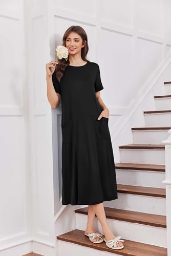 Ekouaer Long Nightgowns for Women Soft House Dress Plus Size Moo Moos - image 5