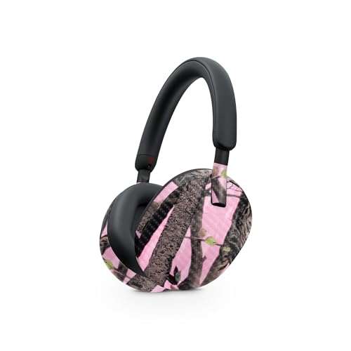 Image of MightySkins Carbon Fiber Skin Compatible with Sony WH-1000XM5 Headphones - Pink Tree Camo | Protective, Durable Textured Carbon Fiber Finish | Easy to Apply
