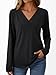 AUTOMET Long Sleeve Shirts for Womens Tops School Fall Outfits for Teachers 2025 T Shirts V Neck Casual Top Comfortable Shirt Soft Basic Tees Women Blouses Black L