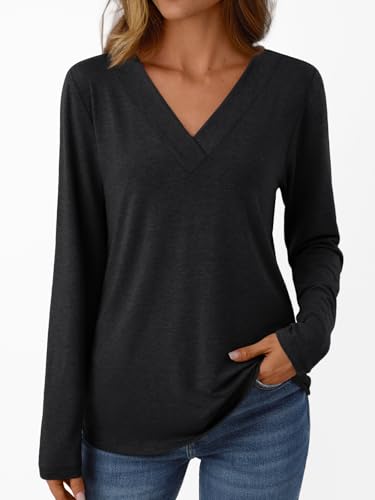 AUTOMET Long Sleeve Shirts for Women Tops V Neck Casual Top Comfortable Shirt Soft Basic Tees Women Blouses2