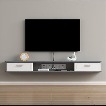 Floating Tv Shelf Stand Cabinet Unit Media Wall Mounted Long Tv Media Units Console With Storage Doors,Floating TV Stand, TV Media Console Stand with Under Flap Doors, Wall Mounted TV Cabine