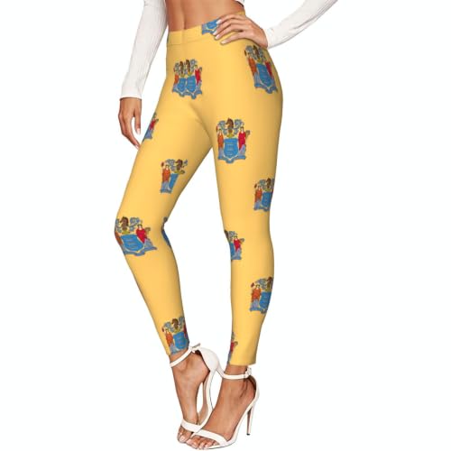 Leggings con estampado de Nueva Jersey para mujer, mallas deportivas transpirables de tacto suave