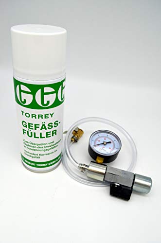 B teurobrecher - Set Adapter mit Absperrventil und Manometer 0-6 bar für Ausdehnungsgefäße inkl. Gefäßfüller 400 ml