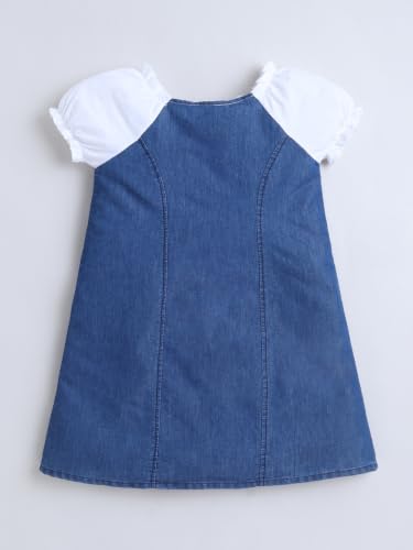 Image of Dresses for Kids Girls, Stylish Knee Length Once Piece Denim Frocks for Girls, Casual Dress for Summer & Special Occasion