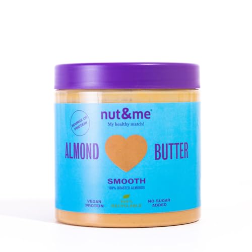 Crema de almendras sin azúcares añadidos 500 gr nut&me | 100% ALMENDRAS | Cremosa | Sin gluten | Sin aditivos | Vegano | Sabroso y cremoso | Sin aceite de palma
