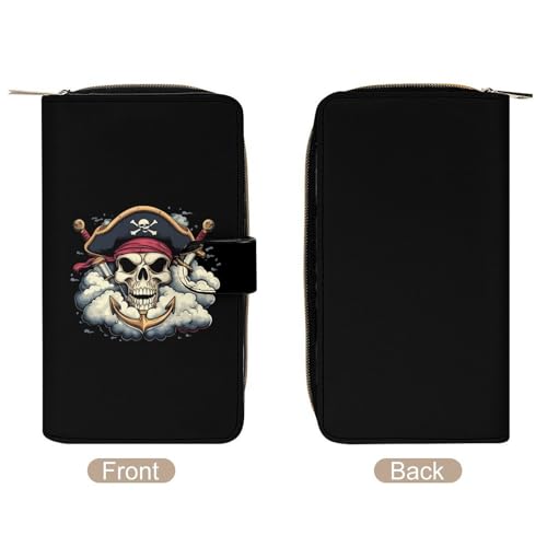 Skull Anchors Sword Long Wallet for Women Men Purses Coin Pouch Credit Card Holder Organizer3