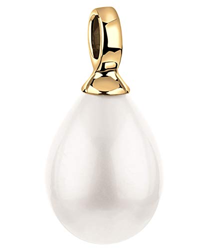 Nenalina 0502292019 Pendentif en forme de goutte d'eau pour femme avec perle de coquillage blanche, pendentif en argent sterling 925 plaqué or Cover