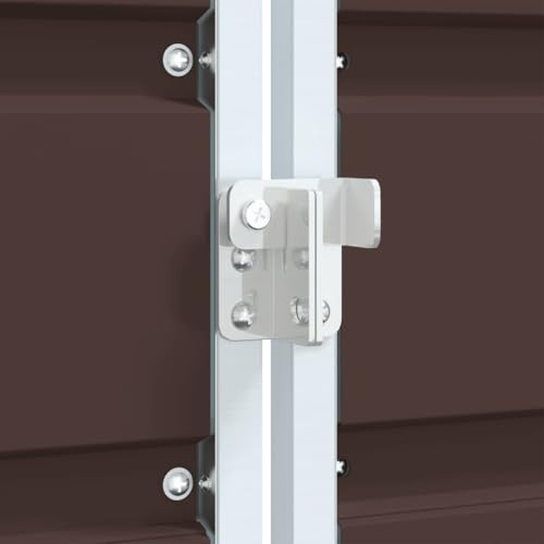 Vidaxl Copribidone Con Ruote Per 3 Bidoni Marrone 216X81X115Cm Acciaio, Copribidone Singolo Con Ruote, Copribidone Da Giardino, Copertura Per Cassonetti - 5