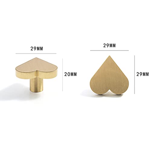 Dapaniy Solid Brass Knobs, Brushed Gold Cabinet Knobs Heart Shape Cabinet Dresser Drawers Kitchen Hardware Door Knobs, 2 Pack Gold Door Knob #TOP4