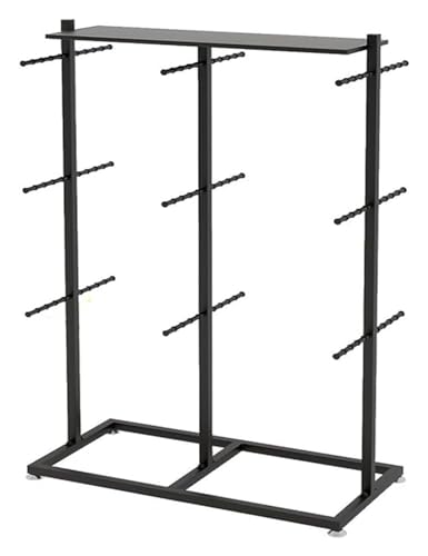 YNBSHGAA Clothes RackFloor to Ceiling Clothing Store Garment Rack with Double Sided Socks Display Adjustable Wrought Iron Slippers Shelf and 40 Hooks for Underwear and Gloves Whit,Black-80x40x135cm