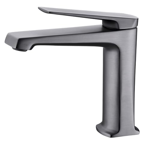 Grifo de lavabo monomando cascada en color gris de bronce 2