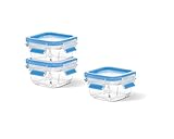  emsa Frischhaltedose CLIP & CLOSE Glas, 3er Set, 0,20 Liter, Sie erhalten 1 Packung, Packungsinhalt: 3 er Set