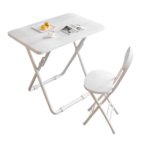 SAQIANRE 折り畳み テーブル 一人暮らし サイドテーブル 折り畳み テーブル椅子セット 傷・汚れ・水分・熱に強い ダイニング テーブル セット 勉強 事務 食事 ミニテーブル セット 折りたたみテーブル 椅子 完成品 (ホワイト)