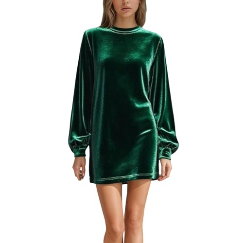 Robe courte décontractée mi-longue en maille douce extensible avec poches latérales pratiques