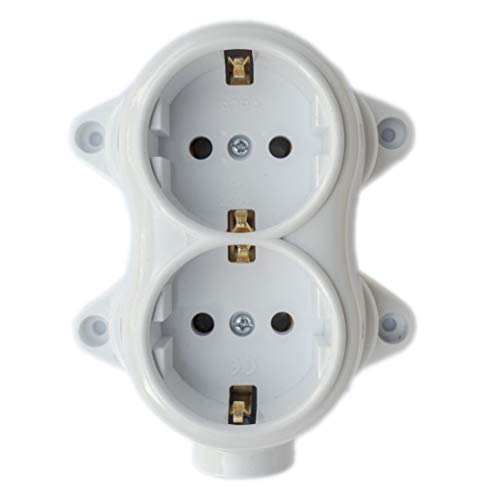 Enchufe de pared de latón grueso, estilo retro, 2 enchufes, 16 A, 250 V, montaje en superficie, color negro y blanco, aspecto antiguo Cover
