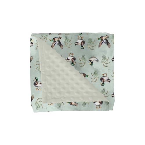 Image of Vintage Mallard Duck Baby Blankets for Girl Boy Hunting Duck Green Leaves Soft Mink Dotted Backing Double Layer Swaddle Receiving Blanket Wild Ducks Bed Throw for Newborn Infant Toddler Nursery 30x40